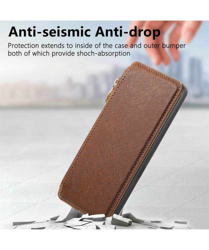 Coque et housse Sony Xperia 10 VI Texture Croisée avec Compartiment Zi