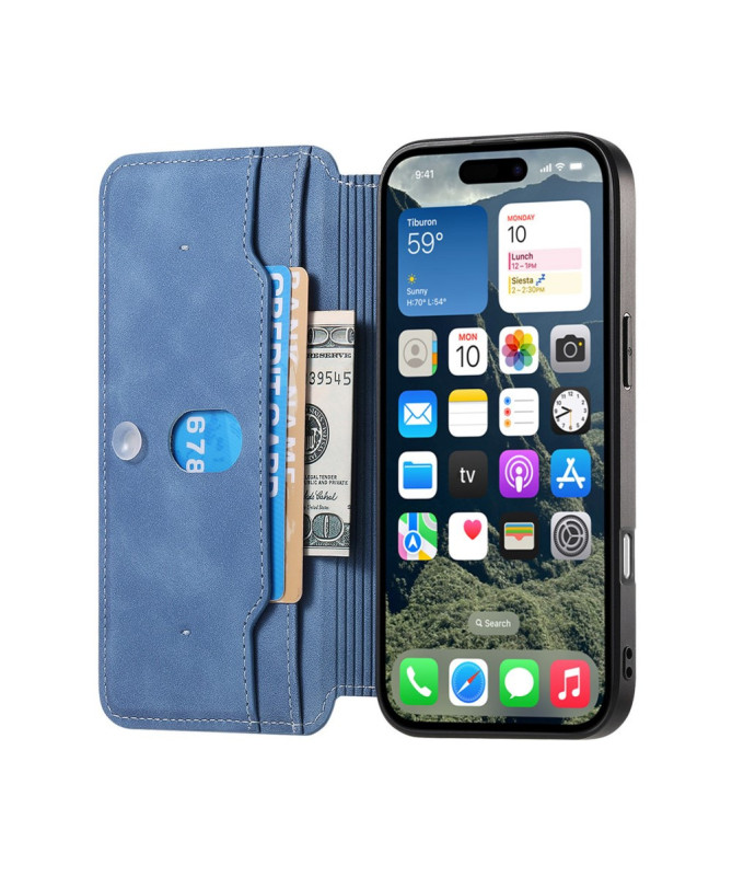 Coque et housse iPhone 16 Pro Max Texture Croisée avec Compartiment Zippé