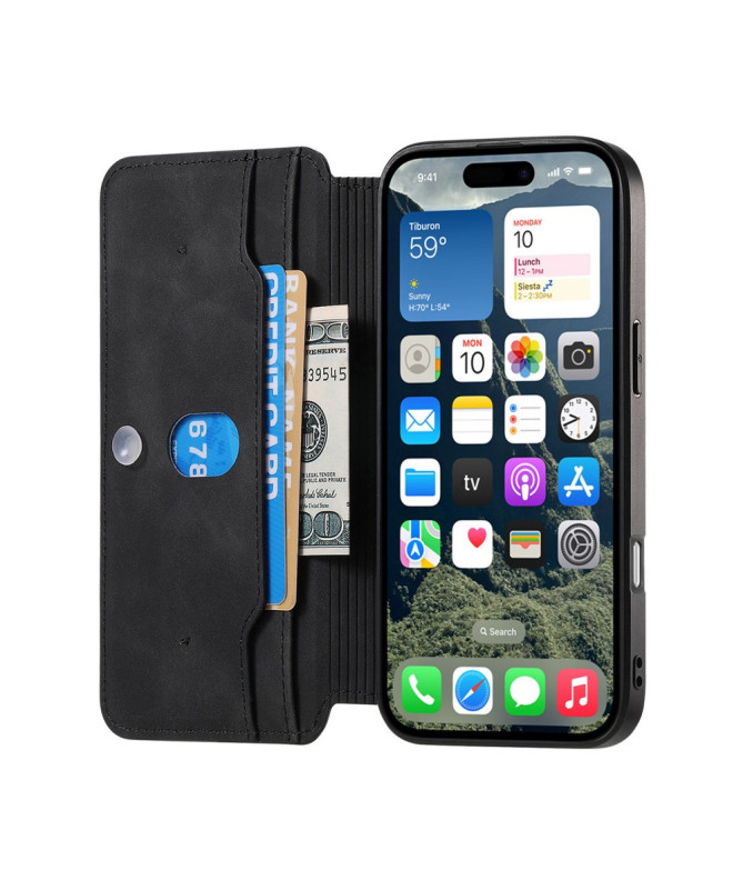 Coque et housse iPhone 16 Pro Max Texture Croisée avec Compartiment Zippé