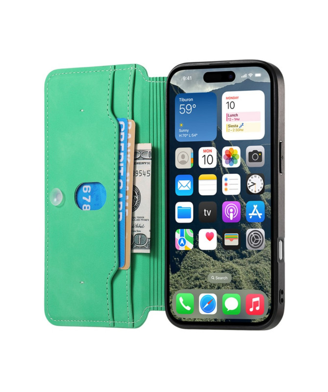 Coque et housse iPhone 16 Pro Max Texture Croisée avec Compartiment Zippé