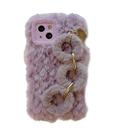 iPhone 14 - Coque Hiver en Peluche avec Bracelet