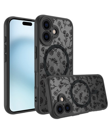 iPhone 16 Plus - Coque avec Design Floral Compatible MagSafe