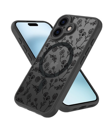 iPhone 16 Plus - Coque avec Design Floral Compatible MagSafe