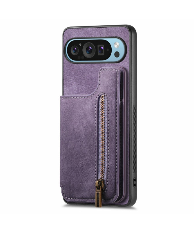 Google Pixel 9 Pro XL - Coque Rétro avec Porte-Cartes et Fermeture Écl