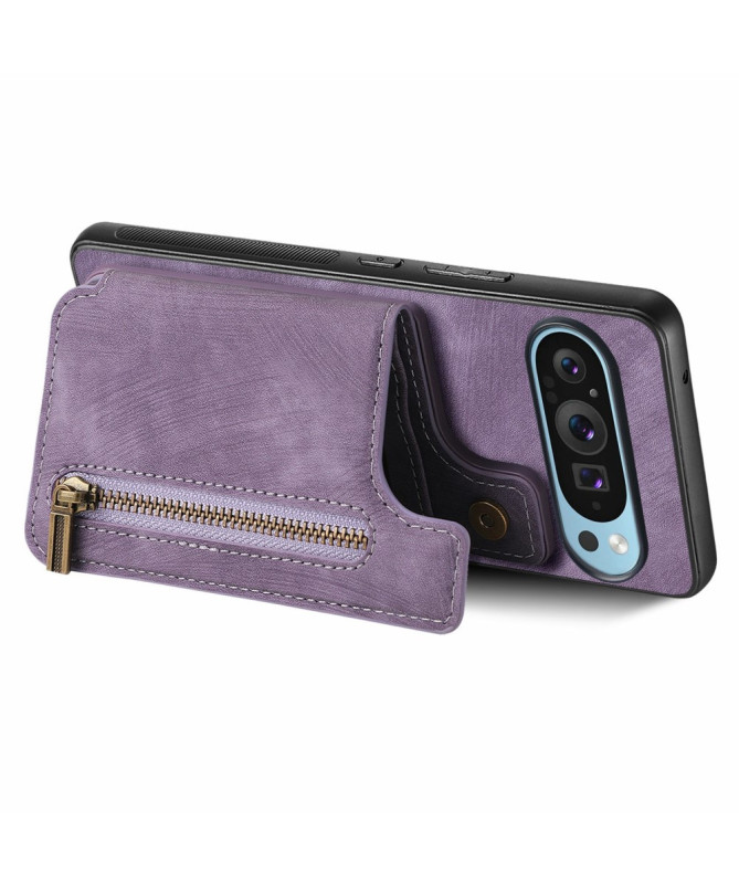 Google Pixel 9 Pro XL - Coque Rétro avec Porte-Cartes et Fermeture Écl