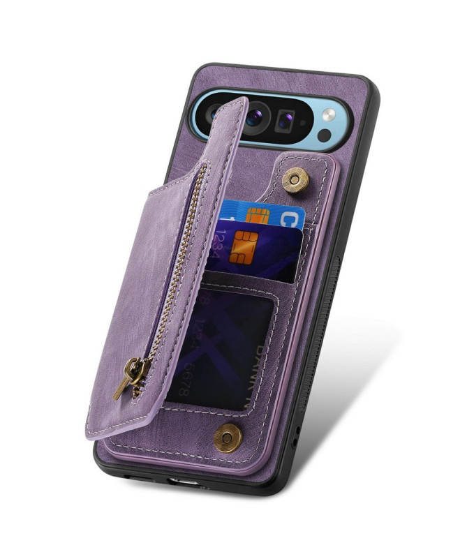 Google Pixel 9 Pro XL - Coque Rétro avec Porte-Cartes et Fermeture Écl