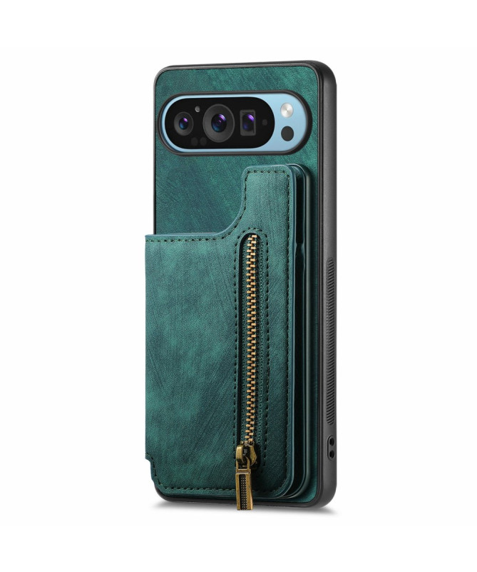 Google Pixel 9 Pro XL - Coque Rétro avec Porte-Cartes et Fermeture Écl