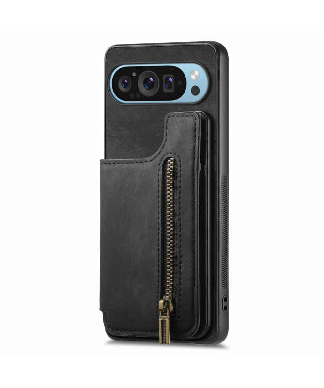 Google Pixel 9 Pro XL - Coque Rétro avec Porte-Cartes et Fermeture Écl