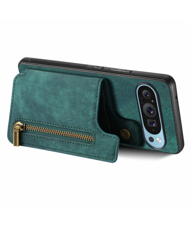 Google Pixel 9 Pro XL - Coque Rétro avec Porte-Cartes et Fermeture Écl