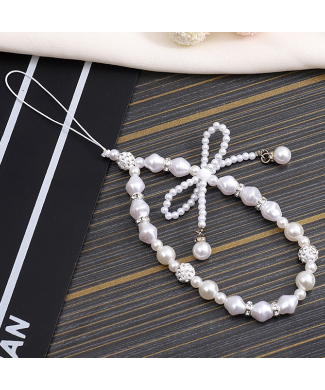 Charm de Téléphone Perles et Nœud Cristal | COUTURE