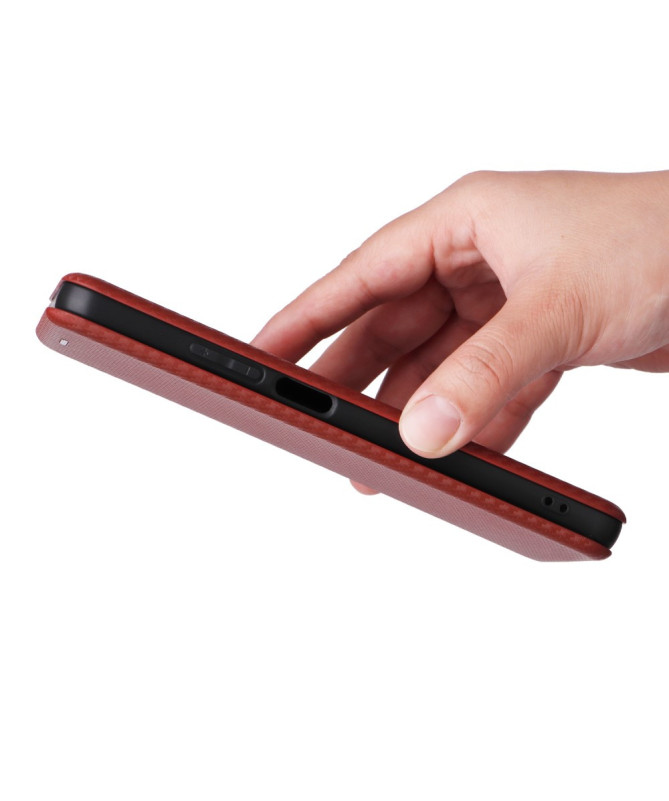 Realme C63 - Flip Cover design fibre de carbone