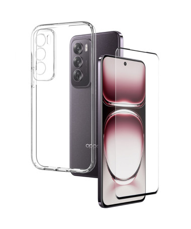 Oppo Reno 12 5G - Coque transparente avec protection d'écran en verre trempé