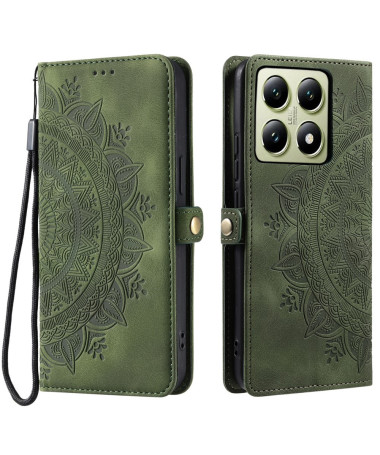 Xiaomi 14T - Housse Mandala avec Porte-Cartes et Dragonne