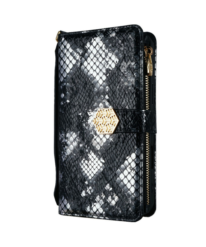 iPhone 16 Pro - Pochette Simili Cuir Effet Python avec Bandoulière
