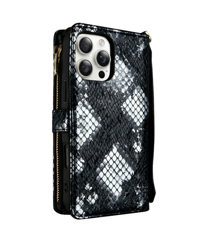 iPhone 16 Pro - Pochette Simili Cuir Effet Python avec Bandoulière