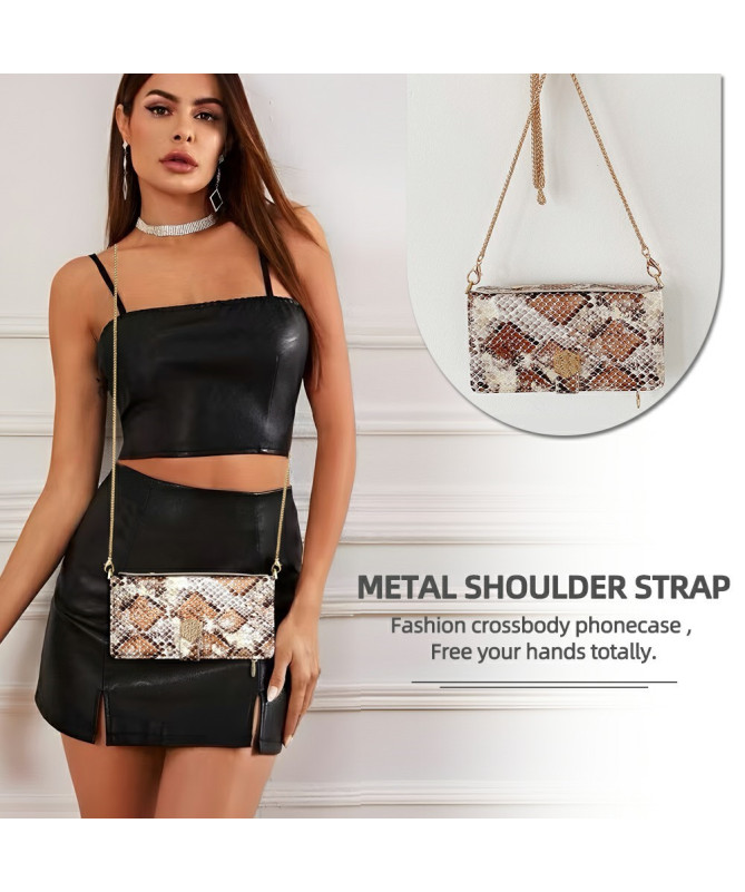 iPhone 15 Pro - Pochette Simili Cuir Effet Python avec Bandoulière