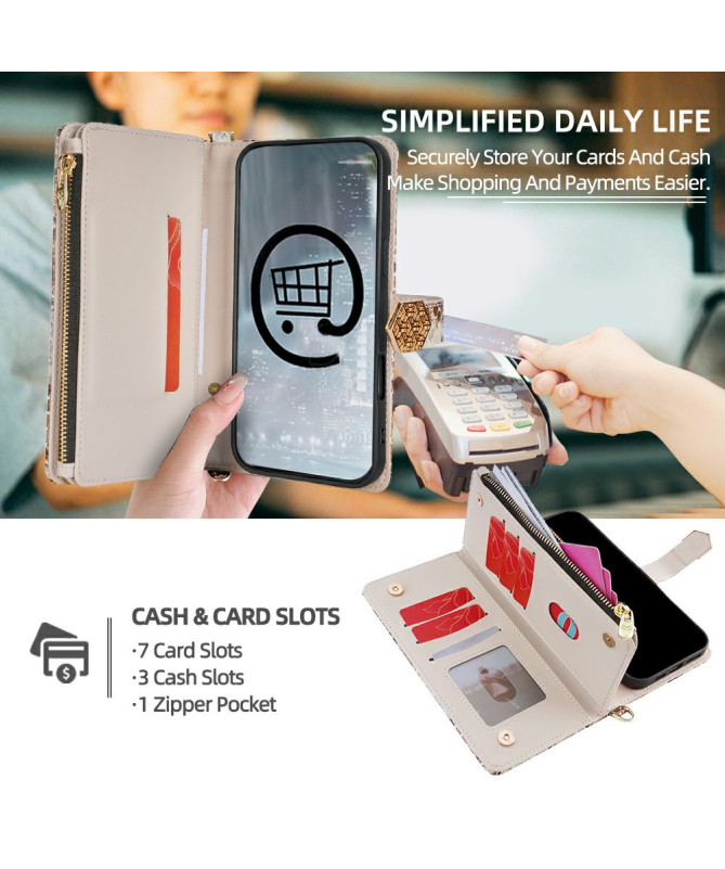 iPhone 15 Pro - Pochette Simili Cuir Effet Python avec Bandoulière