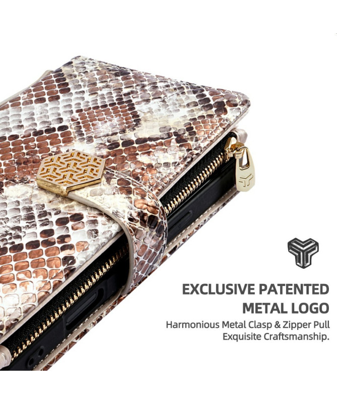 iPhone 15 Pro - Pochette Simili Cuir Effet Python avec Bandoulière