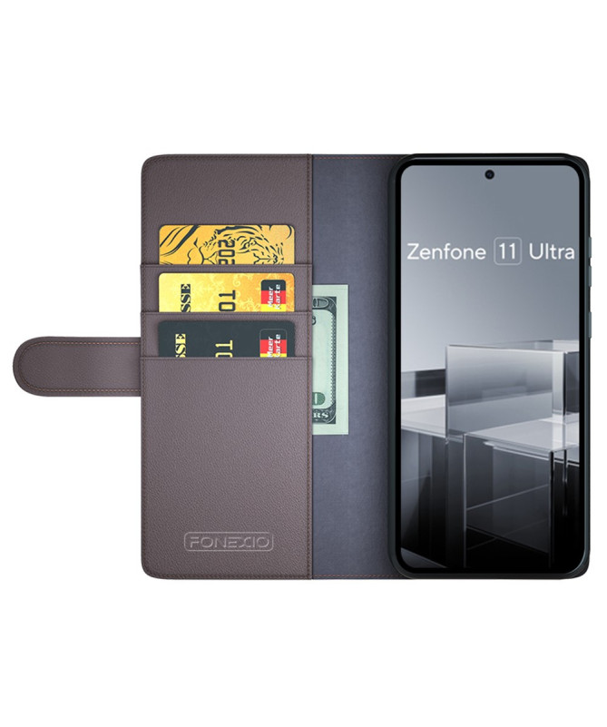 Asus Zenfone 11 Ultra - Étui portefeuille en cuir premium