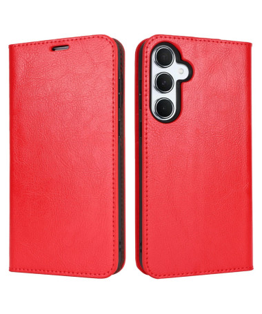 Samsung Galaxy S24 FE - Flip Cover Cuir Porte Cartes et Fonction Support