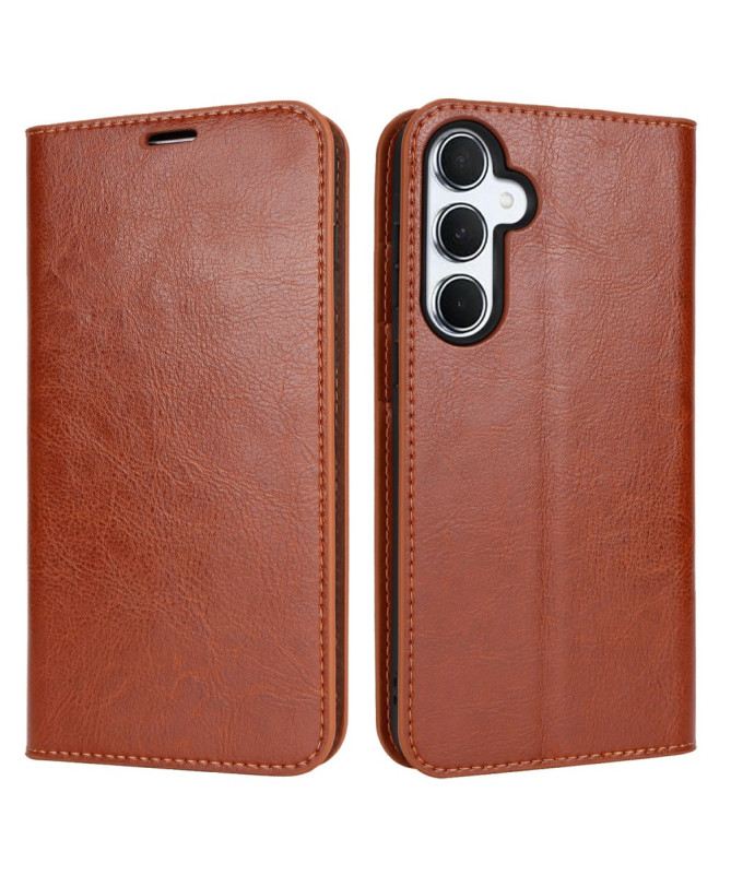 Samsung Galaxy S24 FE - Flip Cover Cuir Porte Cartes et Fonction Support