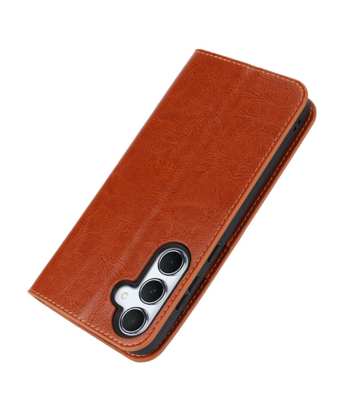 Samsung Galaxy S24 FE - Flip Cover Cuir Porte Cartes et Fonction Support