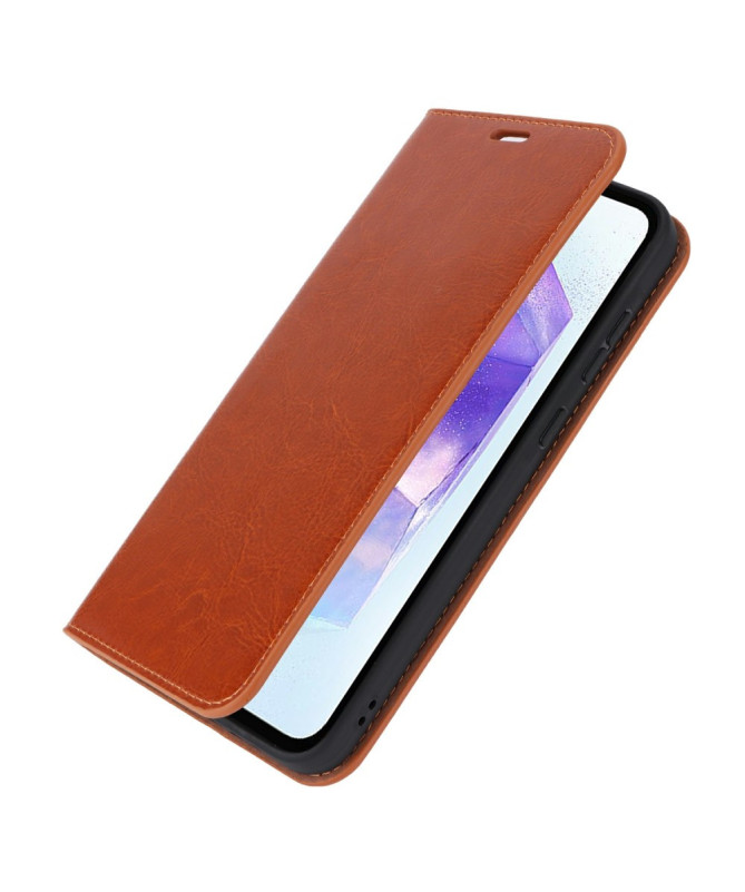 Samsung Galaxy S24 FE - Flip Cover Cuir Porte Cartes et Fonction Support