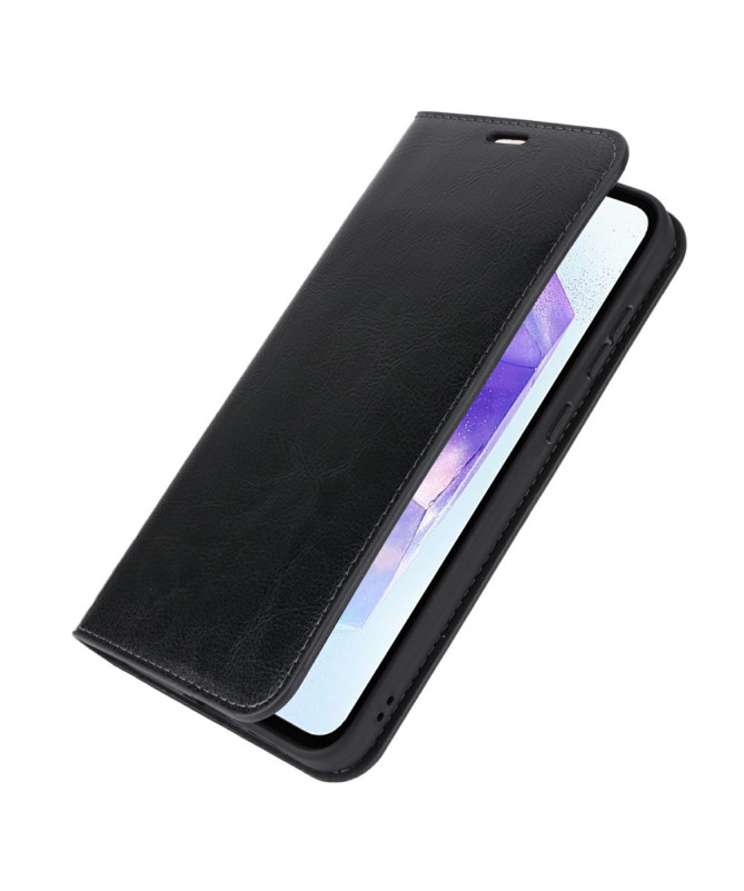 Samsung Galaxy S24 FE - Flip Cover Cuir Porte Cartes et Fonction Support