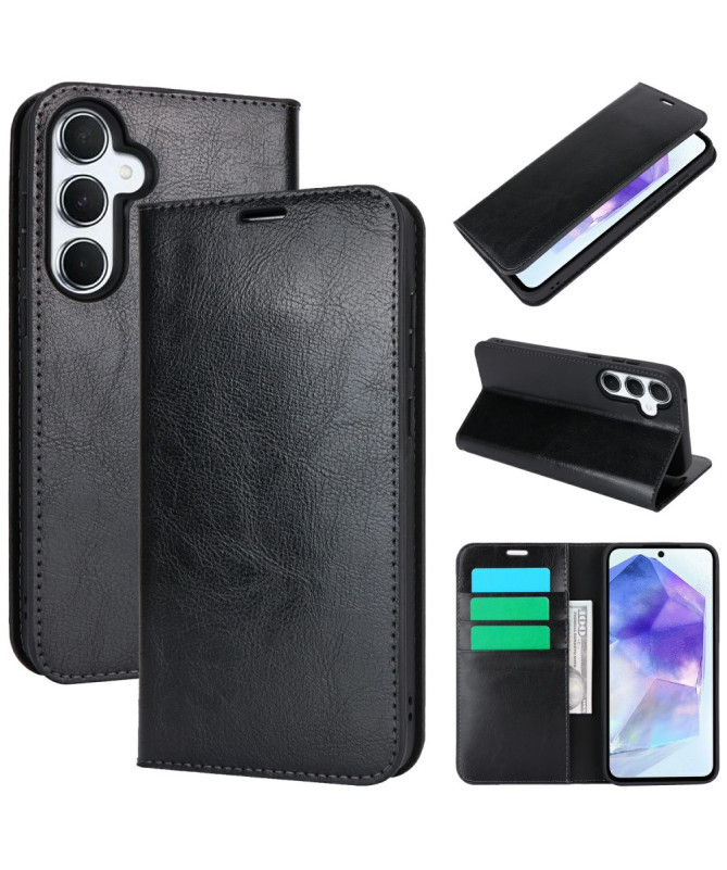 Samsung Galaxy S24 FE - Flip Cover Cuir Porte Cartes et Fonction Support