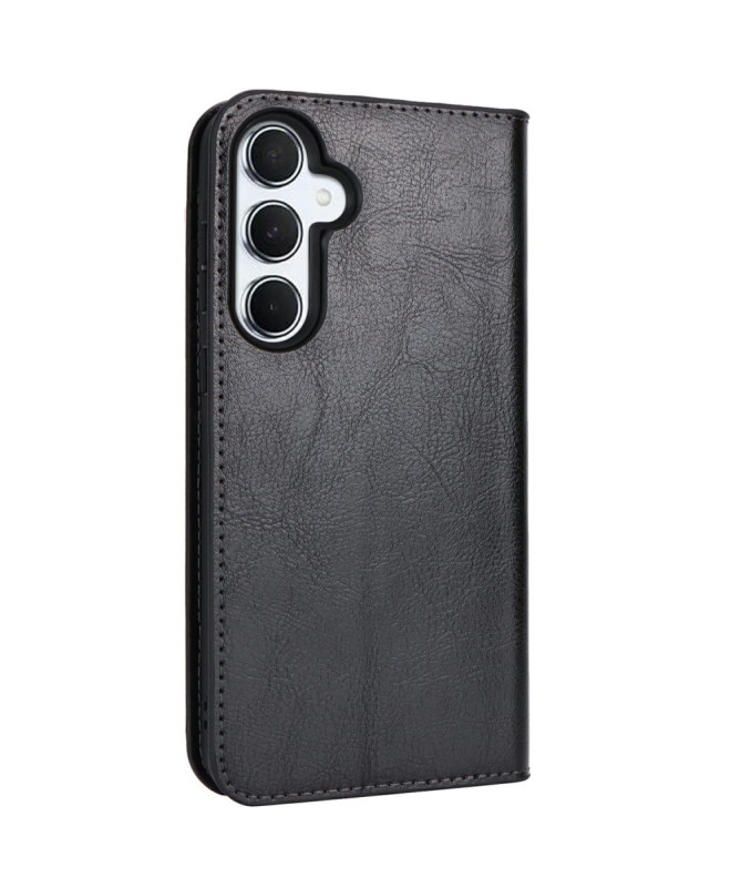 Samsung Galaxy S24 FE - Flip Cover Cuir Porte Cartes et Fonction Support