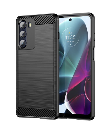 Coque Moto G200 gel brossé carbone