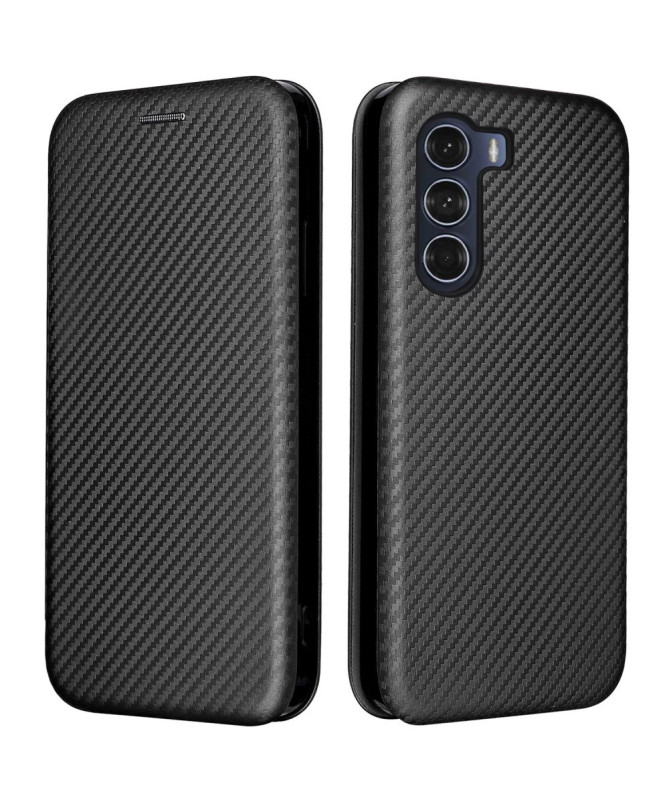 Flip Cover Moto G200 design fibre de carbone