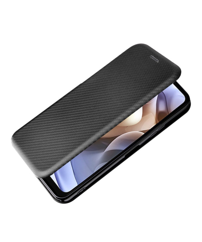 Flip Cover Moto G200 design fibre de carbone