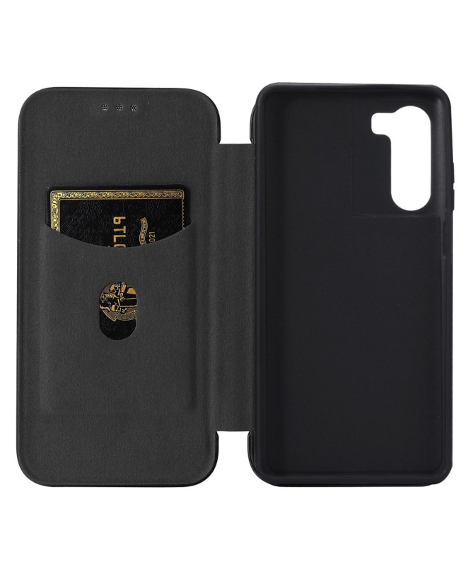 Flip Cover Moto G200 design fibre de carbone