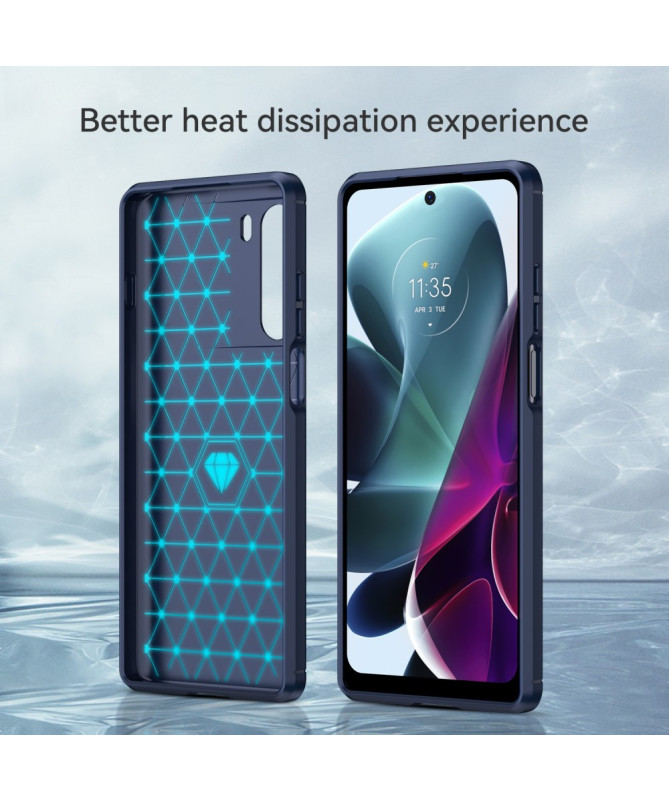 Coque Moto G200 gel brossé carbone