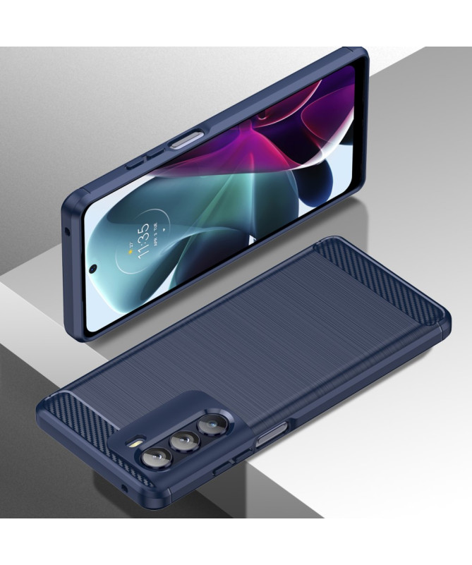 Coque Moto G200 gel brossé carbone