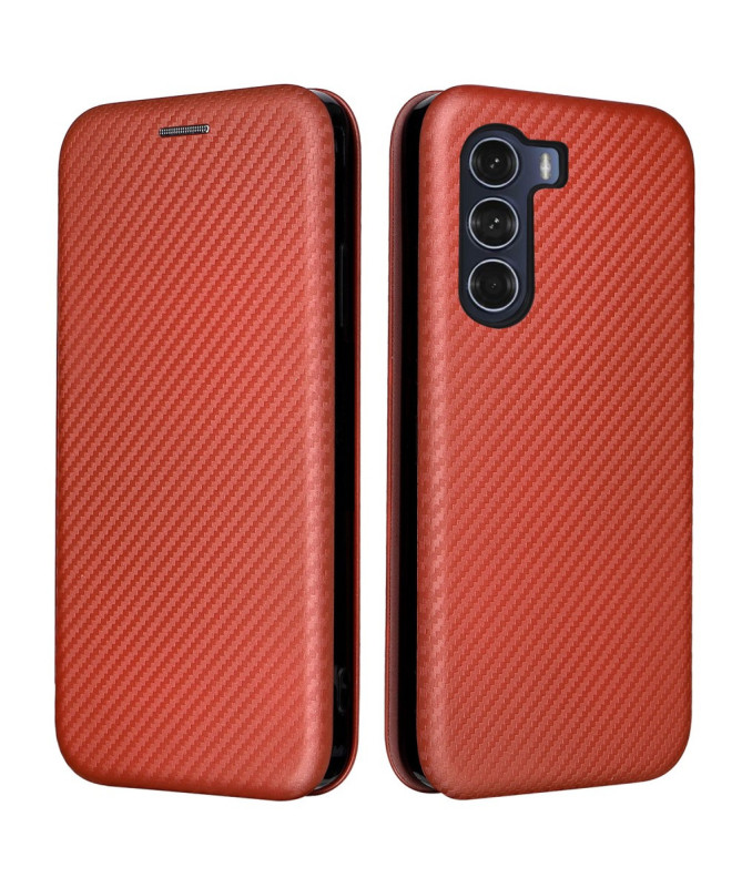 Flip Cover Moto G200 design fibre de carbone