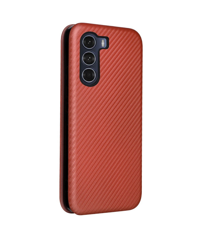 Flip Cover Moto G200 design fibre de carbone