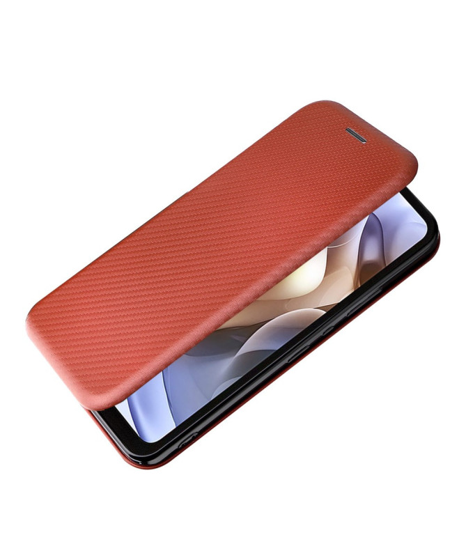 Flip Cover Moto G200 design fibre de carbone