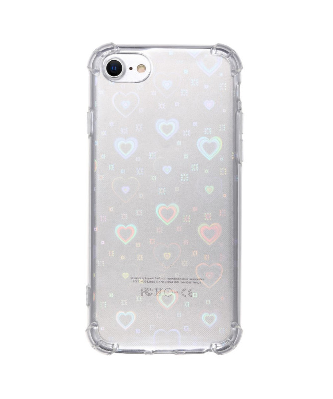 Coque iPhone SE / 8 / 7 Renforcée Transparente avec Cœurs