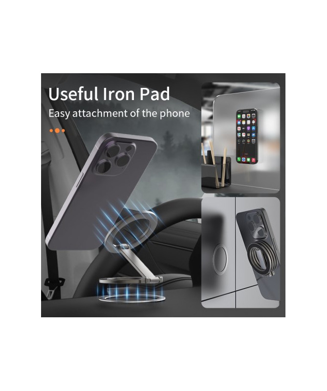 Support Téléphone Pliable Compatible MagSafe en Alliage - Argent