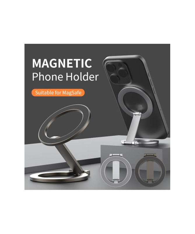 Support Téléphone Pliable Compatible MagSafe en Alliage - Argent