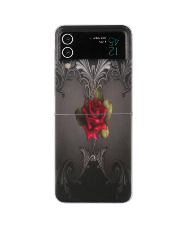 Coque Samsung Galaxy Z Flip 4 Rose Écarlate et Décor Baroque