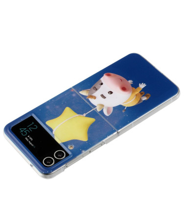 Coque Samsung Galaxy Z Flip 4 avec Motif Vache & Étoile