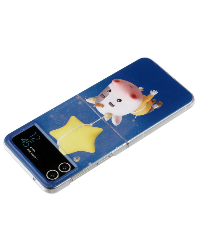 Coque Samsung Galaxy Z Flip 4 avec Motif Vache & Étoile