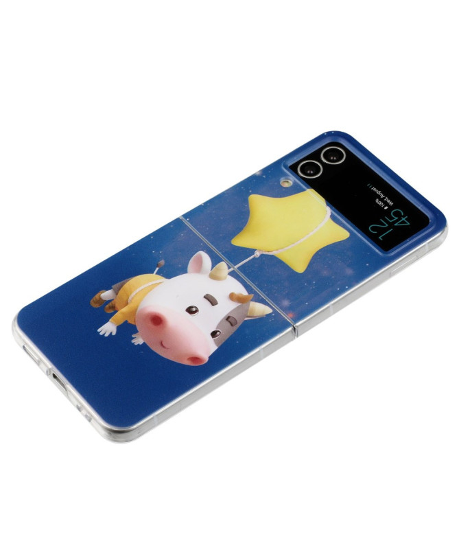 Coque Samsung Galaxy Z Flip 4 avec Motif Vache & Étoile