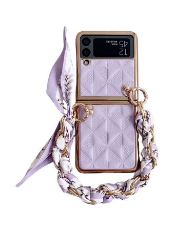 Coque Samsung Galaxy Z Flip 4 avec Bracelet Chaîne et Foulard