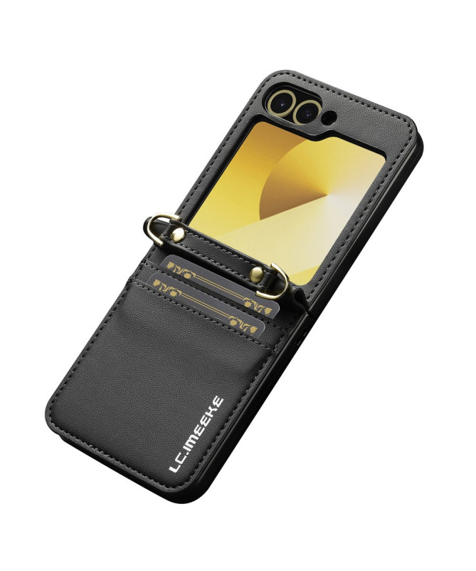 Coque Samsung Galaxy Z Flip 5 LC.IMEEKE avec Lanières et Emplacements pour Cartes