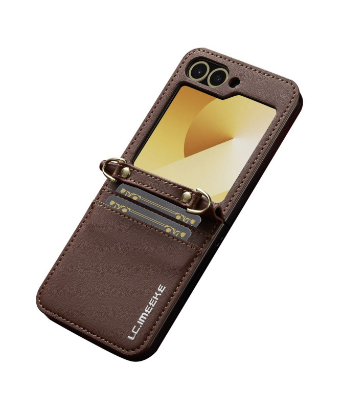 Coque Samsung Galaxy Z Flip 5 LC.IMEEKE avec Lanières et Emplacements pour Cartes