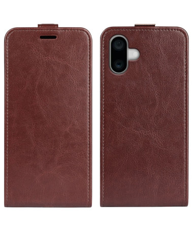 Housse iPhone 16 simili cuir avec rabat vertical Marron - photo 2